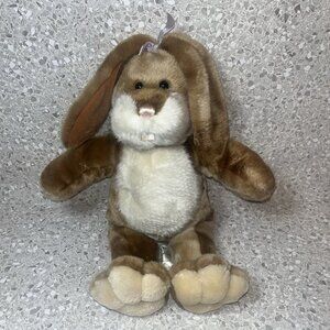 Build A Bear BAB Bunny Brown Buck Tooth Purple Ribbon Bow Approx 17"